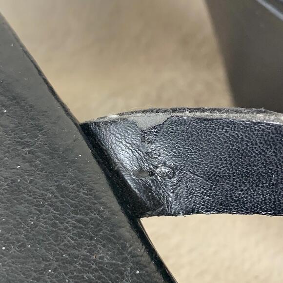 Clarks Bendables Womens 7M Slides Sandals Black Strappy Wedge Leather Slip On - Picture 10 of 11